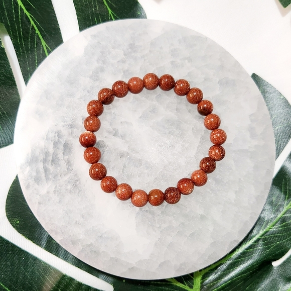 Gold Sandstone Beaded Stretch Bracelet - Picture 4 of 4